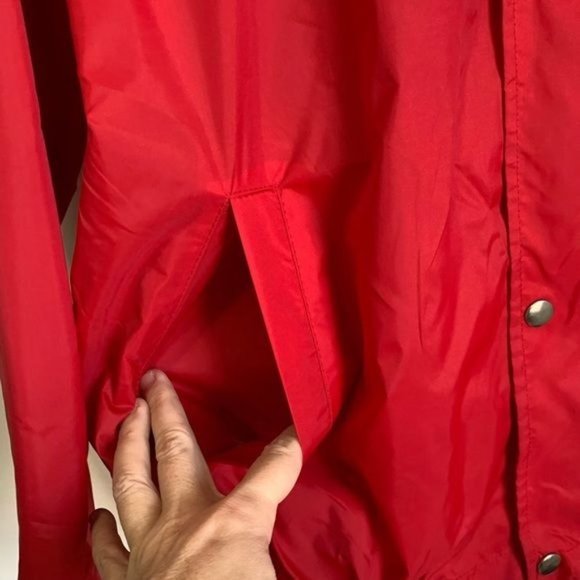 Five Four LA Jacket Men Medium Red Lightweight Elastic sleeve Stowaway Hood NWT - Picture 3 of 15
